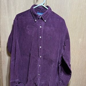 Ralph Lauren Men's Deep Burgundy Corduroy Shirt